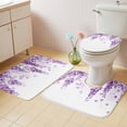 thumbnail image 4 of Purple Flowers Bathroom Rugs Set Watercolor Wisteria Flowers Plant Farmhouse Non Slip Absorbent Soft Bath Mats 3 Piece Set with Bathroom Rug, U-Shaped Floor Mat, Toilet Seat Cover Small Size, 4 of 9