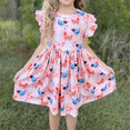 thumbnail image 2 of Toddler Baby Girls Farm Outfit Animals Rooster Hen Fly Sleeve Ruffle Dress Summer Casual Dresses Easter Clothes, 2 of 7