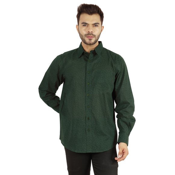 Bestman Chemise Imprimée pour Hommes à Manches Longues avec Manchette en Coton Slub