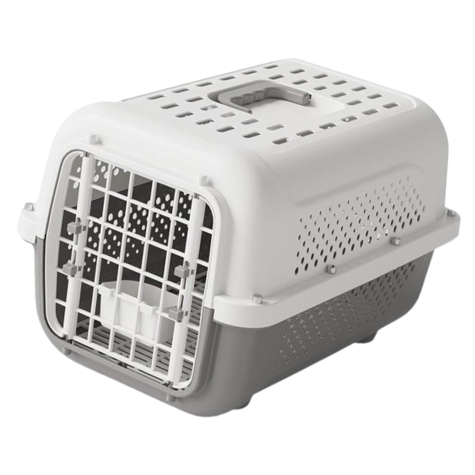 Bunblic Portable Cat Dog Travel Carrier PP Cat Cage 19x12.6x13.8inch Breathable Multifunctional with Carrying Handle Dog Kennel Crate Grey