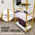 thumbnail image 5 of PRZL 2 Tier Small Bookshelf, Bookcase Shelf Storage Organizer for Living Room, 24 Inch Width Free Standing Shelf, Industrial Book Shelves for Home Office, White Wooden Shelves & Gold Frame, 5 of 12