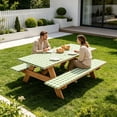 thumbnail image 4 of BUDAO00 Picnic Table Cover with Bench Covers, Washable Tablecloth for 6 Foot Rectangle Tables – 72"x30" Waterproof Elastic Fitted Checkered Camping Tablecloth for Outdoor Use (Green), 4 of 6
