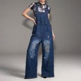 thumbnail image 5 of Hvyesh Women's Ripped Denim Bib Overalls Adjustable Straps Pockets Jean Rompers Casual Distressed Jeans Fit Jumpsuits, 5 of 6