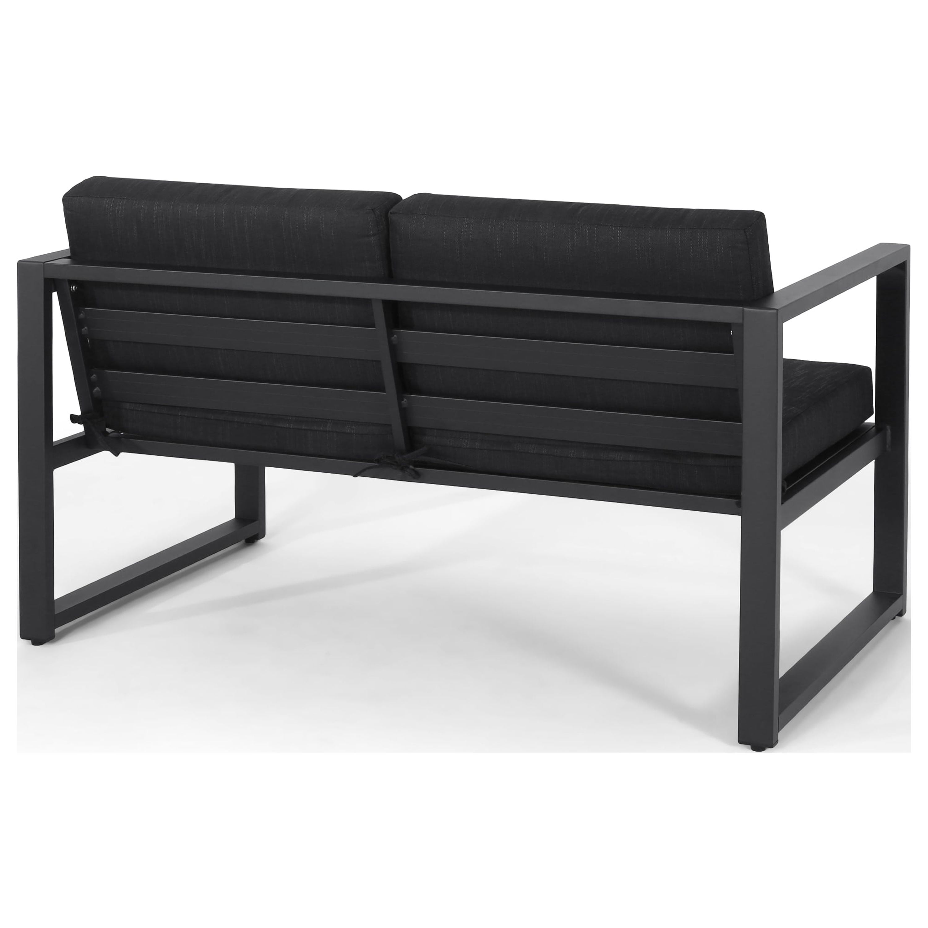 Outdoor 4 Seater Aluminum Chat Set with Cushions, Silver,Grey