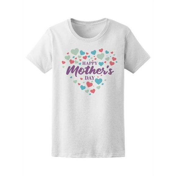 Cute Hearts Happy Mothers Day T-Shirt Women -Image by Shutterstock, Female Small