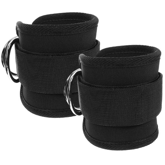 MEIBUTYUP 2-Pack Adjustable Black Ankle Straps for Cable Machines, Leg Workout Bands for Fitness, Strength Training and Gym Exercises