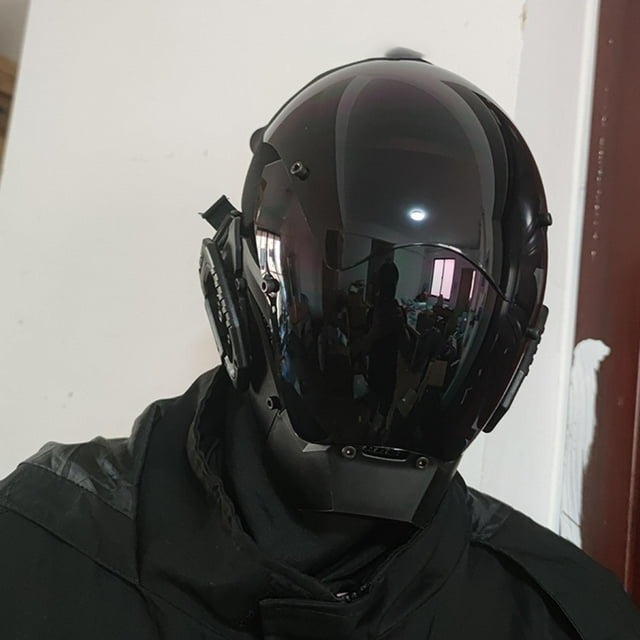 Máscara Cyber Casco Máscara con trenzas LED Máscara LED Cosplay de Halloween con máscara gótica ligera Máscara de disfraces para disfraces de estilo c