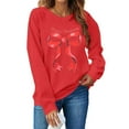 thumbnail image 4 of GUZOM Womens Red Christmas Sweatshirt - Merry Christmas Red Bow Print, Loose Crewneck Long Sleeve, 100% Polyester Soft Festive Holiday Wear for Casual & Lounging,Size XS, 4 of 8