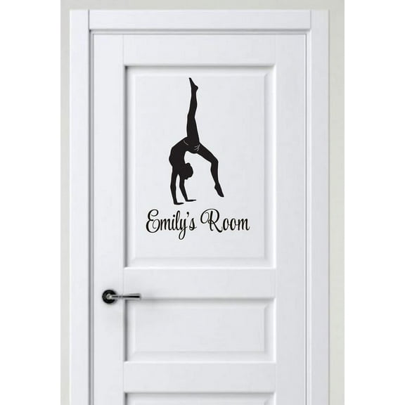 Personalized Name Vinyl Decal Sticker Custom Initial Wall Art Personalization Decor Gymnist Children Gymnastics Sport Bedroom 10 Inches X 16 Inches
