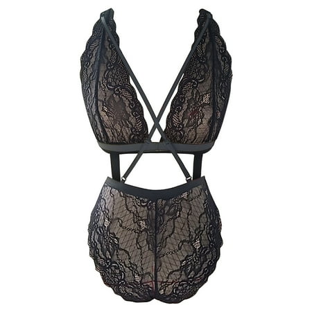 

Aayomet Plus Size Lingerie Women s Hollow Lace Jumpsuits Three Point High Waist Plus Size Lingerie Black XL