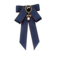 thumbnail image 5 of Milageto Bow Tie Ribbon Brooch Pre Tied Bow Tie Bowknot Shirt Tie for Student Uniform Dark Blue, 5 of 8