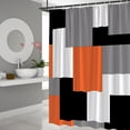 thumbnail image 2 of Black White Gray Orange Geometric Pattern Shower Curtain Abstract Modern Bathroom Decoration Fabric Bathroom Hook Set 70x70 Inches Orange Black, 2 of 6