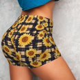thumbnail image 4 of Fotbe Vintage Black White Plaid Sunflowe Shorts Sin Costuras – Shorts Deportivos de Cintura Alta para Mujer, Elásticos para Gimnasio, Yoga, Running o Ciclismo-X-Large, 4 of 8