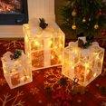 thumbnail image 5 of DAZLUTE Set of 3 Christmas 50 LED Lighted Gift Boxes, Transparent Warm White Lighted Box Decorations, Presents Box with Red Bows for Tree, Yard, Home, Christmas Decor, 5 of 6
