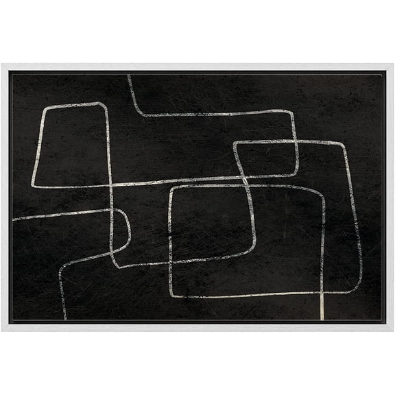 wall26 Framed Canvas Print Wall Art Swirling Line Art with Black Background Abstract Shapes Illustrations Modern Minimalist Relax/Calm Multicolor for Living Room, Bedroom, Office - 16"x24"