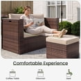 thumbnail image 3 of TECHMILLY 6-Piece Space-Saving Patio Furniture Set, All Weather Brown Wicker Rattan Sectional Sofa with 2 Ottomans, Outdoor Conversation Set for Garden, Backyard, Khaki Cushions, 3 of 9