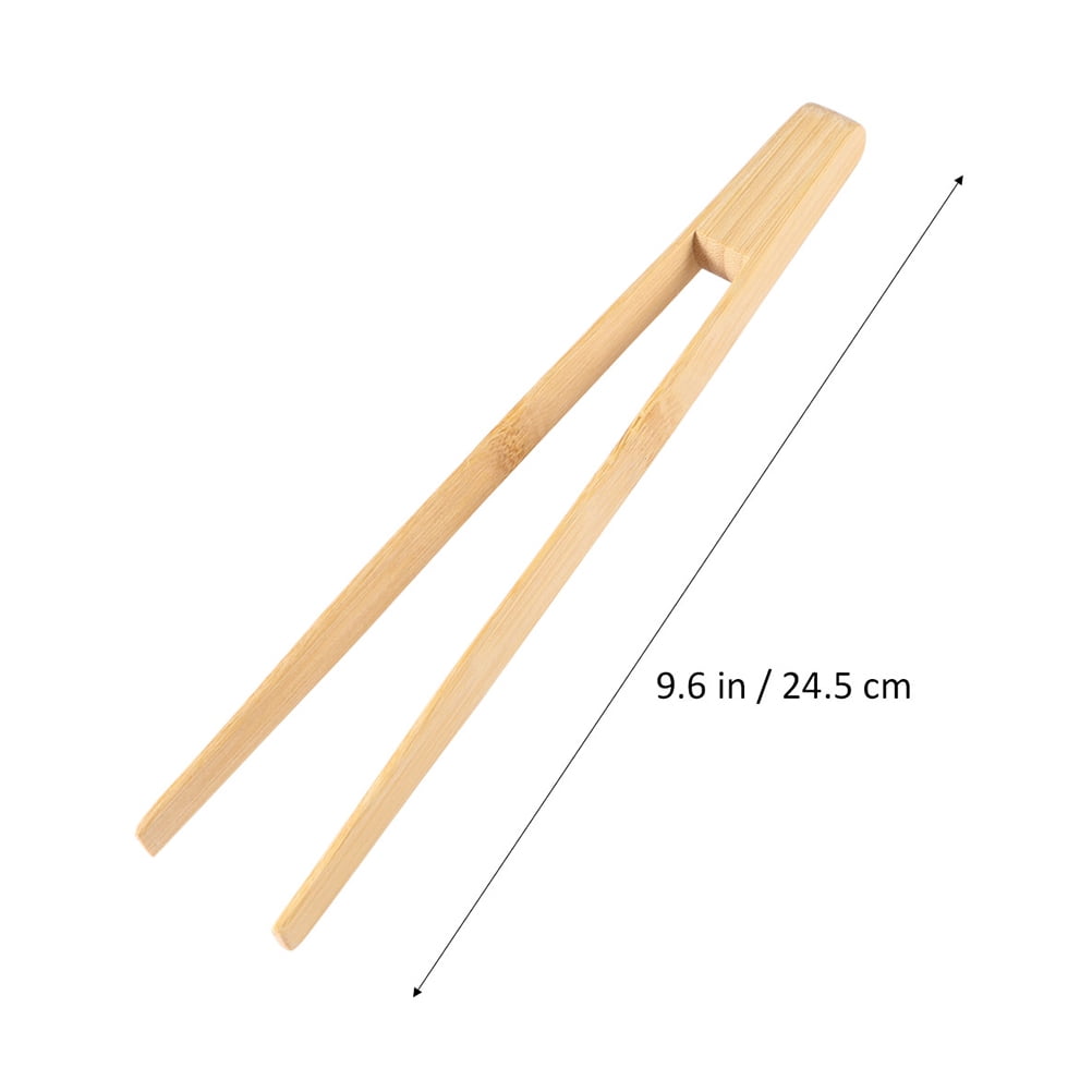 FRCOLOR Bamboo Toaster Tongs for Cooking and Baking Lightweight Ergonomic Design Dishwasher Safe Beige 2pcs