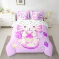 thumbnail image 2 of Manfei Axolotl Bedding Comforter Set 7-Piece for Child, Purple Strawberry King Bedding Sets, Bling Stars Print Reversible Bed Sheets, Lightweight Room Decor, 2 of 7