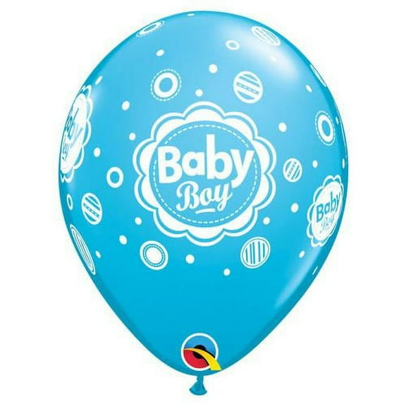 LOONBALLOON Baby Boy Balloons, 11″ BABY BOY DOTS (6 PK)