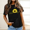 thumbnail image 2 of USSUMA Sunflower Print T-Shirts for Women Trendy Funny Teens Cute Graphic Women's Shirts and Blouses Short Sleeve Women Tops Dressy Casual Summer Round Neck Plus Tunics Beach, 2 of 7