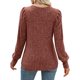 thumbnail image 4 of Top de cuello redondo para mujer, Top de manga larga abombado de Color puro suave y cómodo a la moda para oficina diaria Color caramelo XL, 4 of 6