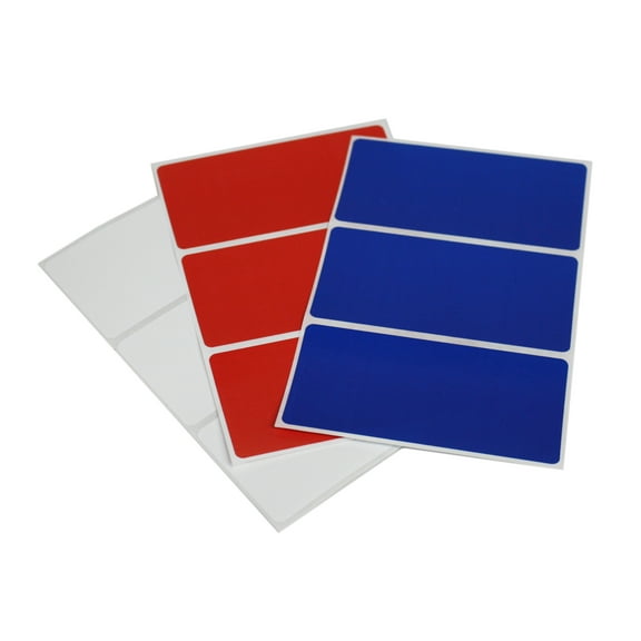 Red, White and Blue rectangular labels 4x2 perfect for party favor tags, 4th of July all American - 36 pack by Royal Green