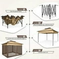 thumbnail image 5 of COBIZI Outdoor Canopy Gazebo 11x11 Pop Up Gazebo Patio Gazebo with 4 Mosquito Netting Outdoor Canopy Shelter with 121 Square Feet of Shade for Outdoor Lawn, Party, Garden, Backyard and Deck, Brown, 5 of 15