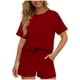 thumbnail image 1 of TaTaai Women's Short Sleeve Top and Shorts Set Round Neck Design Elastic Waist Shorts with Pockets Solid Color Casual Two Piece for Summer Daily Activities Gift, 1 of 6