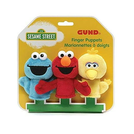 Blue Monster Puppet - GUND Sesame Street Finger Puppets Set of 3 Elmo, Big Bird and Cookie Monster
