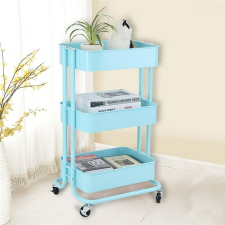 3 Tiers Storage Trolley Cart Slim Rolling Trolley With Wheels for Home Bedroom, Living Room,Kitchen