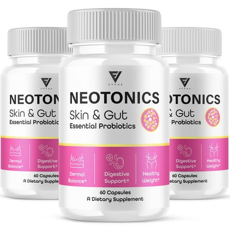 (3 Pack) Neotonics Skin and Gut Probiotics Neo Tonics Supplement (180 Capsules)