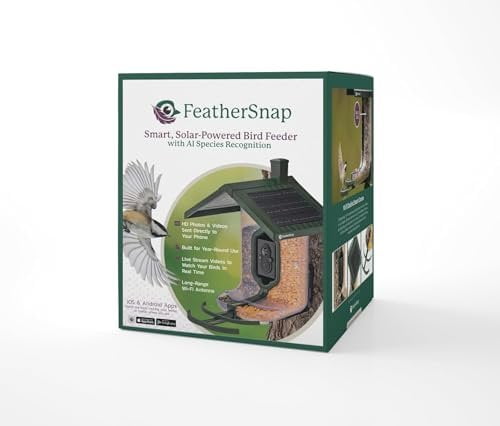 Feathersnap Smart Bird Feeder with AI Identification & HD Camera  Solar-Powered Wi-Fi Feeder Sends Photos & Videos to Your Phone  Includes Pole Mount, Bird Seed, 32GB SD Card, & Cleaning Cloth