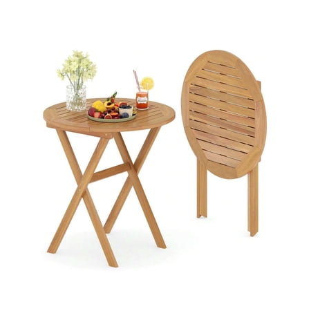Outdoor Side Table With Slatted Tabletop & X-Shaped Structure Coffee Table