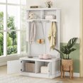 thumbnail image 2 of Zateety Hall Tree with Storage Shoe Bench for Entryway and Hallway, 4-in-1 Design Coat Racks with 4 Hooks for Living Room, White(Old SKU: W1307113678), 2 of 10