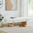 thumbnail image 6 of Zesthouse 55.1" Upholstered Bench, Modern Boucle Ottoman Bench with Wooden Legs, Entryway Bench for Bedroom Living Room, White, 6 of 13