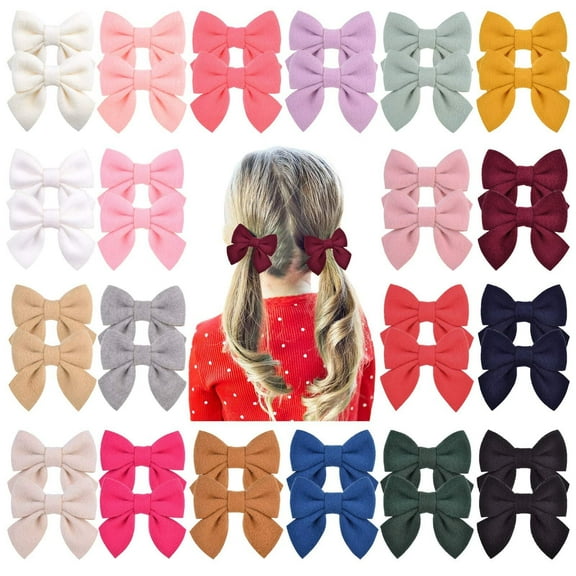 40PCS 2.8" Baby Girls Hair Bows Alligator Clips Woolen Hair Barrettes Hair Accessories for Little Girls Toddlers Teens Kids (1- Light Multi-colored)