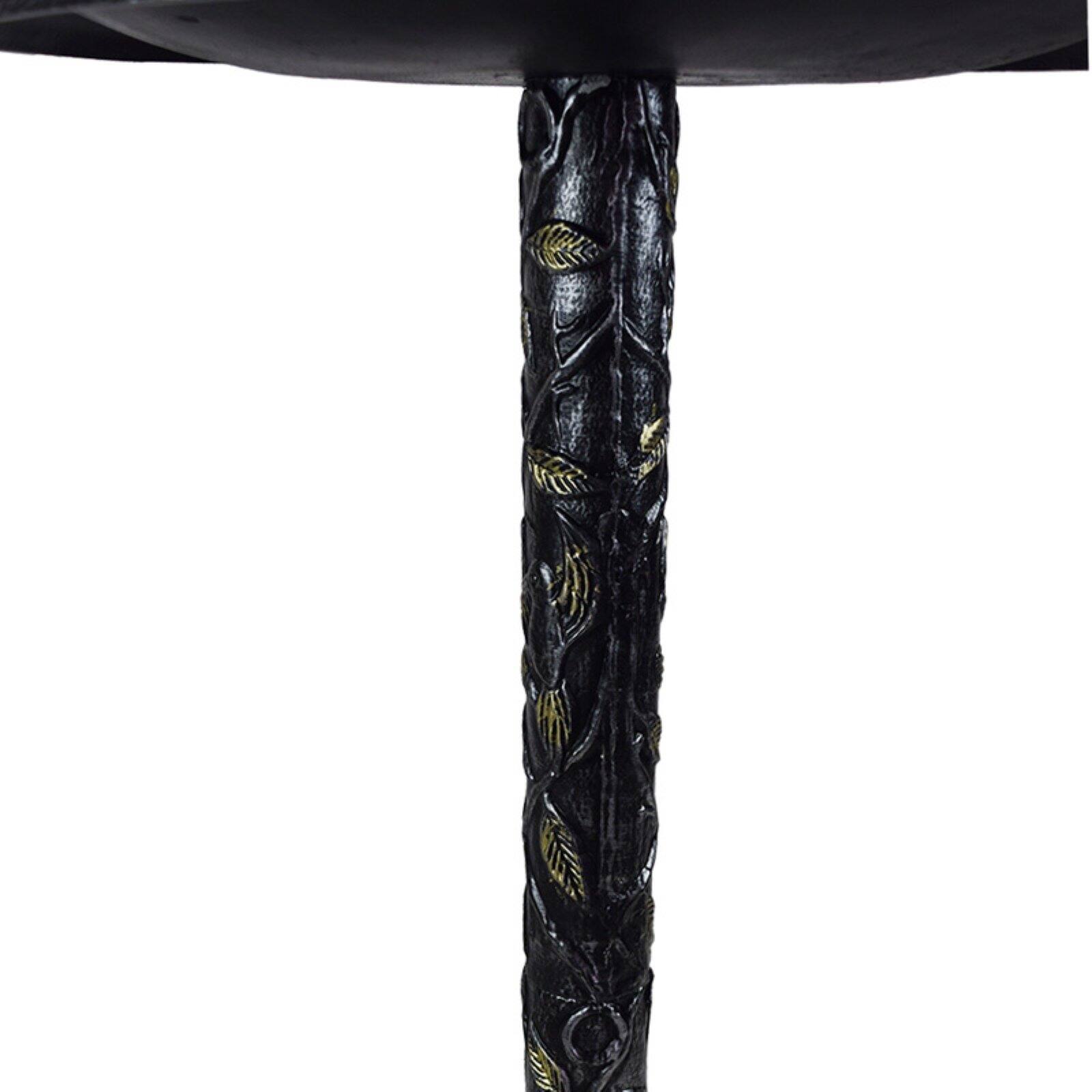 Oakland Living  34 in. Handmade Solid Heavy Tall Black & Gold Cast Aluminum High Quality Metal Bird Bath with Twin Singing Birds, Antique Silver