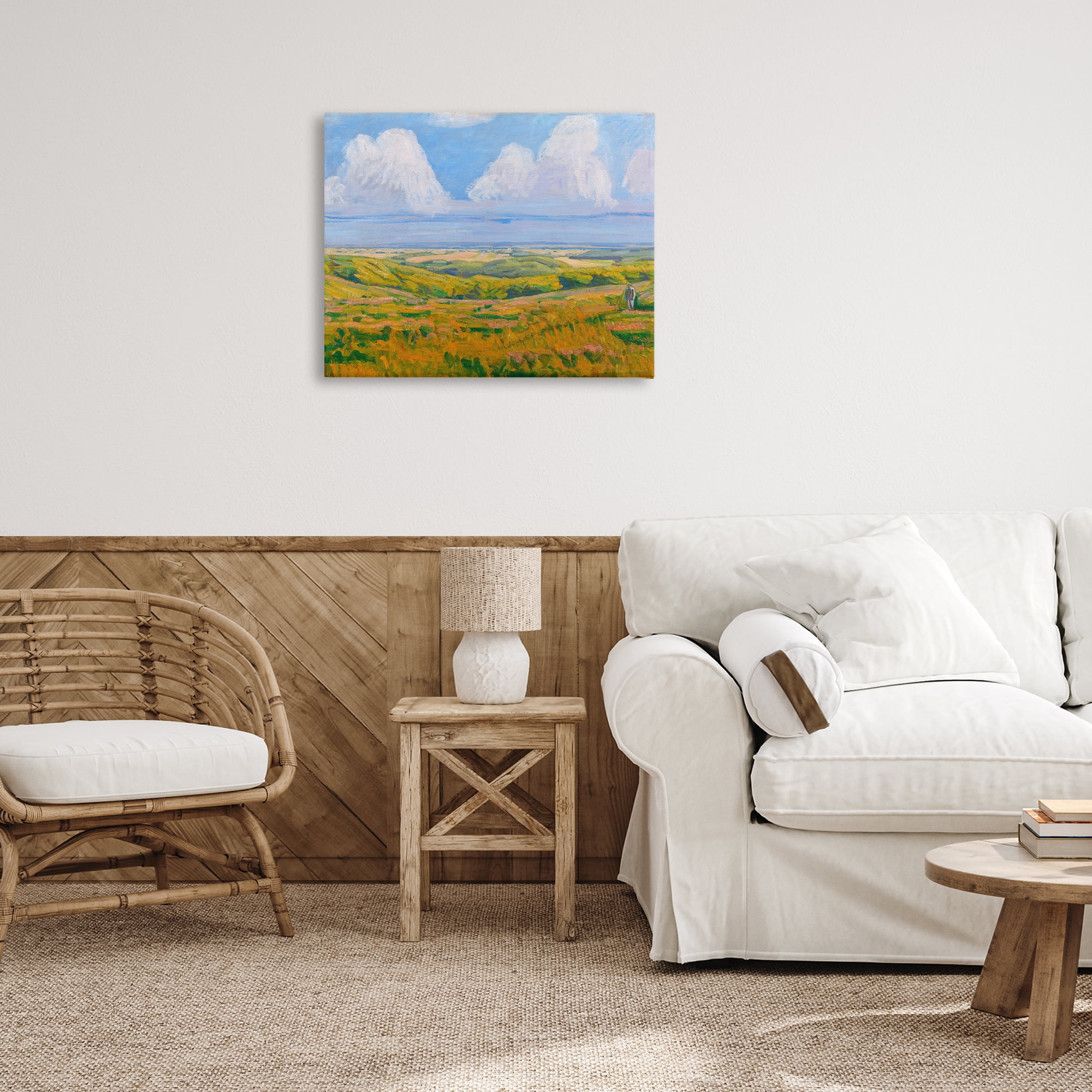 Stupell Industries Clouds over Classic Country Landscape & Nature Painting Wrapped Canvas Art Print Wall Art, 30 x 24