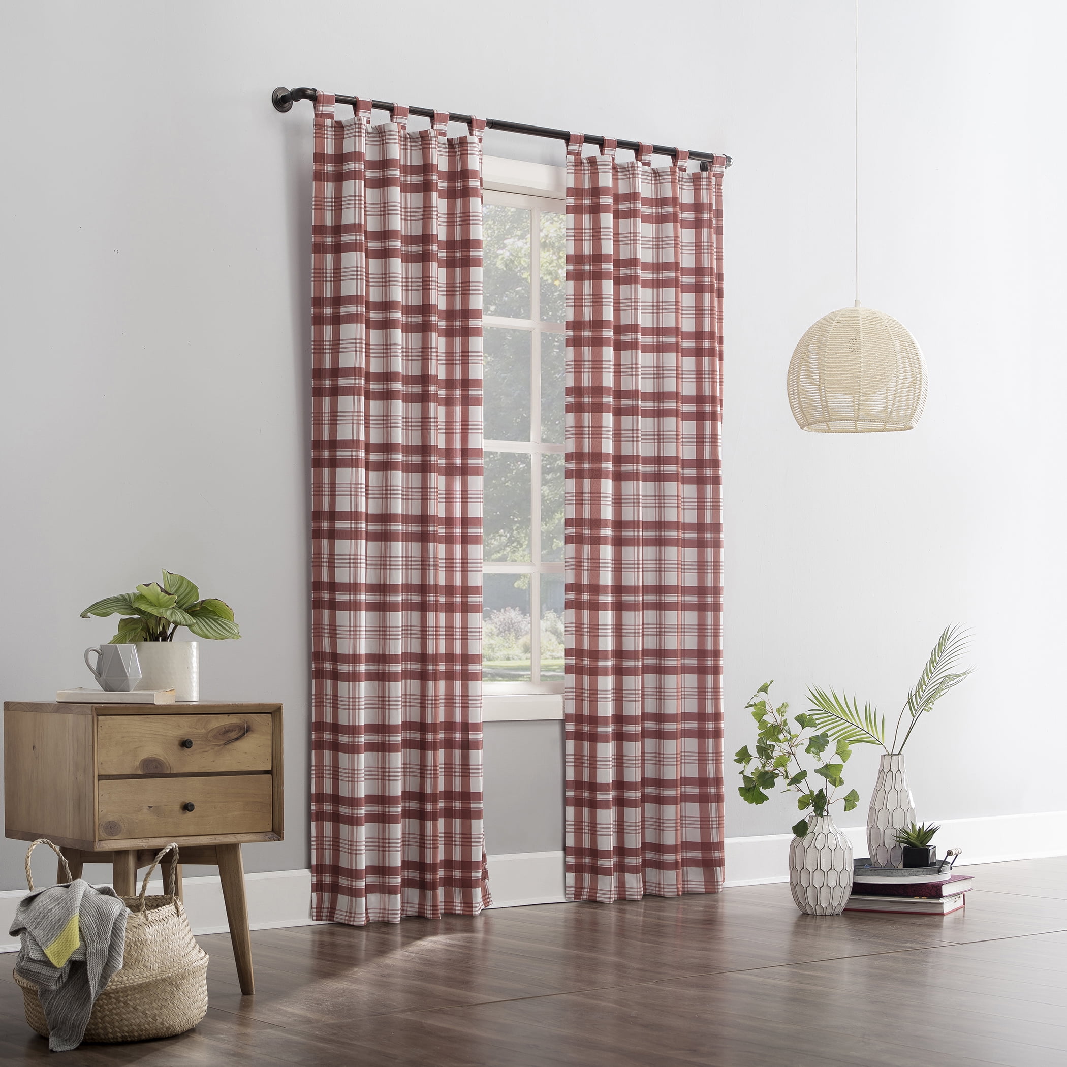 Mainstays Plaid Tab Top Curtain Panel