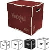 Yes4All 3-in-1 Wooden Plyo Box, Non Slip Surface with Hex Grip, Three Different Height, 24" 20" 16", Red Color
