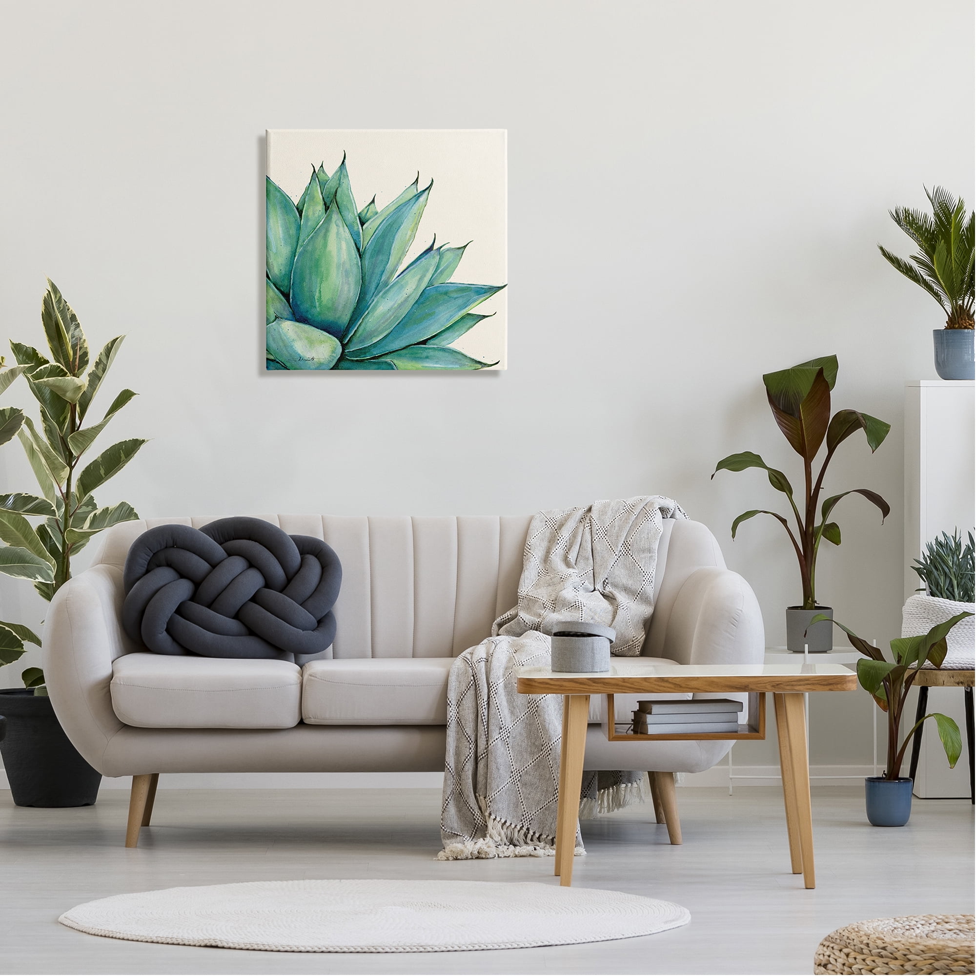 Stupell Aloe Plant Watercolor Style Leaves Botanical & Floral Painting Gallery Wrapped Canvas Print Wall Art