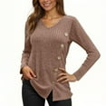 thumbnail image 5 of Ounisa Womens Long Sleeve Shirts Casual V Neck Tunic Tops Fashion Loose Fall Sweaters, 5 of 7