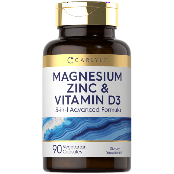 Magnesium Zinc and Vitamin D3 | 90 Capsules | 3-in-1 Advanced Formula | by Carlyle