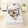 thumbnail image 3 of Homewish Cute Maltese Dog Twin Sheets,Kawaii Paw Print Bedding,White,3 Pieces,1 Fitted Sheet and 1 Pillowcase, 3 of 6