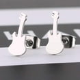 thumbnail image 2 of Guitar Earring Earrings Stud Fender Stainless Steel Long Hair Black Gold Silver Music Metal Shred Passion Love Dangle Thrash Goth Punk Style Emo, 2 of 5