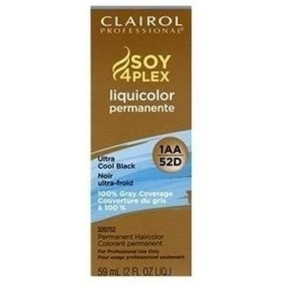 Clairol Professional Liquicolor 1AA/52D Ultra Cool Black, 2 oz (Pack of 4)