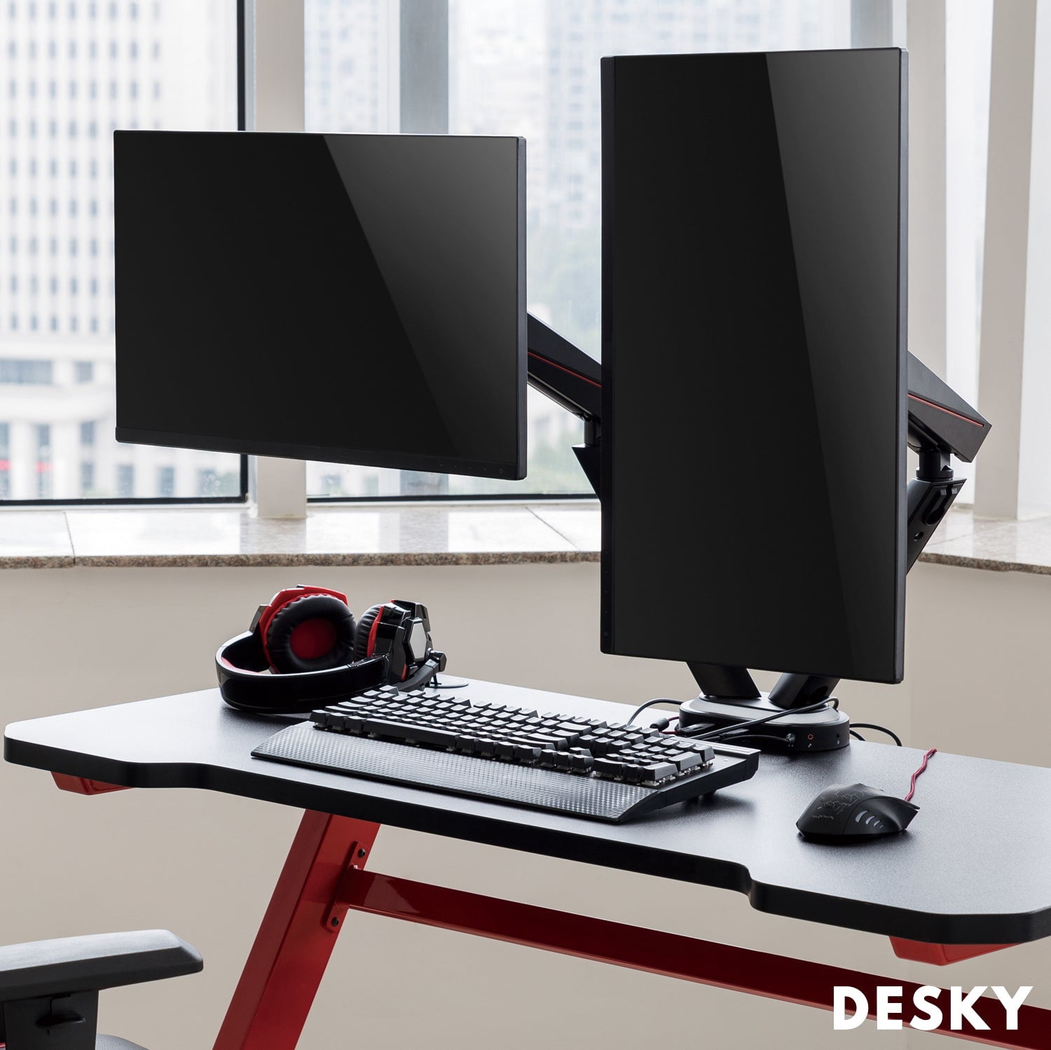 Desky Dual LED Gaming Monitor Arm