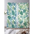 thumbnail image 3 of Palm Leaves Semi Sheer Window Curtains 84 Inches Long, Green Blue Tropical Plants Summer Country Rod Pocket Voile Silky Chiffon Curtain Light Filtering Drapes for Living Room, 52"x84", 2 Panels, 3 of 9