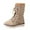 Khaki, variant on ibiyuan Snow Boots For Women Mid Calf Winter Overseas Trade Plus Size Lined Lace Up Mid Calf Boots,Black