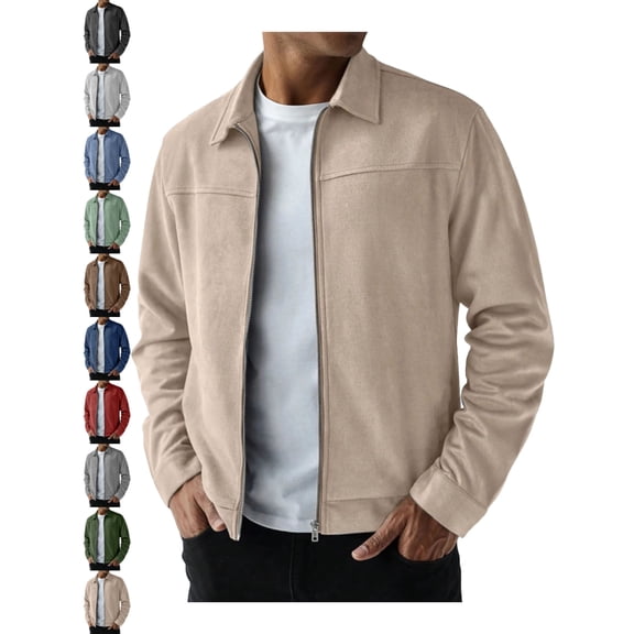 Jackets for Men Casual Zip Up Lapel Long Sleeve Regular Fit Weekend Wear Jacket